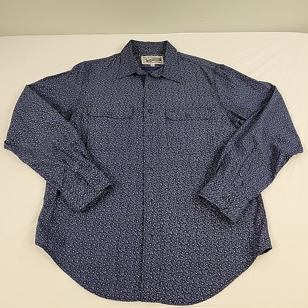 Schott Bros Long Sleeve Button Up Shirt Mens M Blue Made in USA Union Made